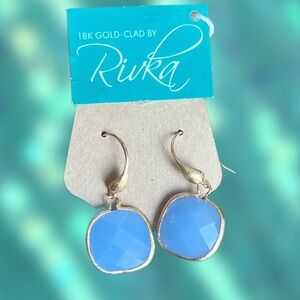 Rivka Friedman Gold and Chalcedony Blue Earrings